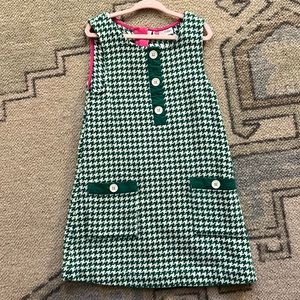 Mini Boden adorable green and cream(almost white) shift dress, size 4-5 year
